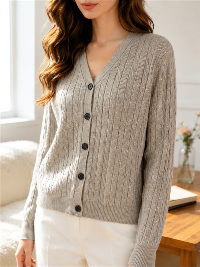 Chaqueta trenzada con hilo metalizado