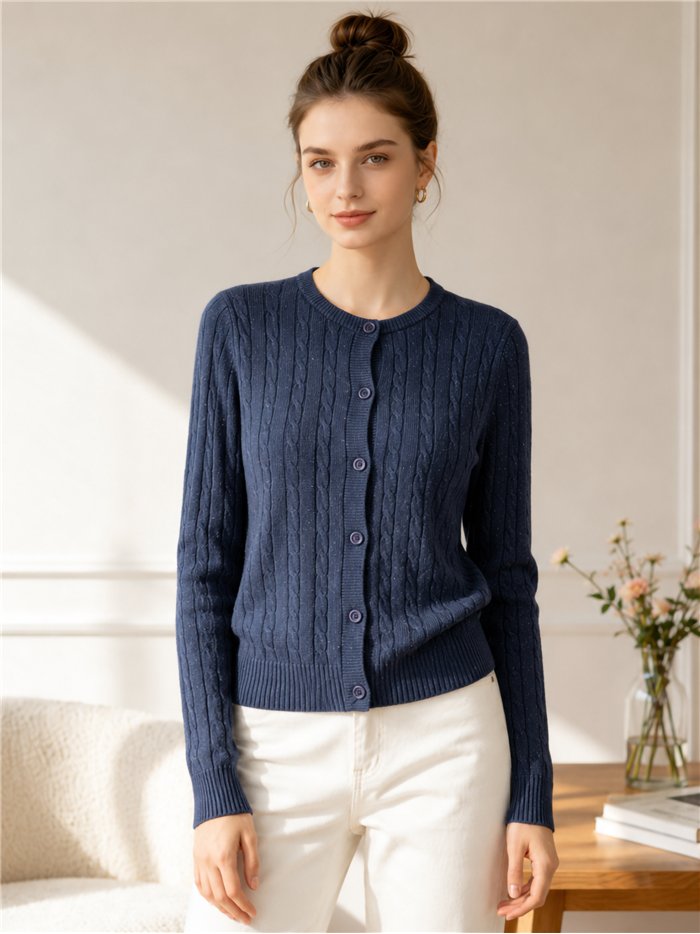 Chaqueta trenzada botones con hilo metalizado