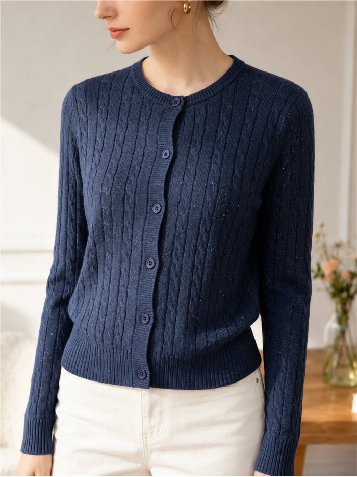 Chaqueta trenzada botones con hilo metalizado