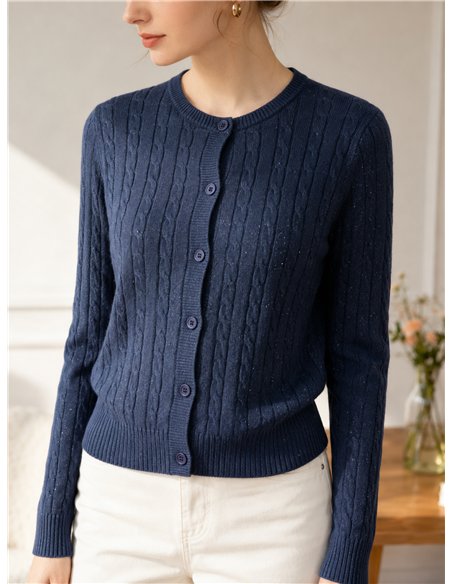 Chaqueta trenzada botones con hilo metalizado