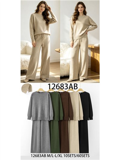 Conjunto jersey detalle trenzado y pantalón wide leg 2