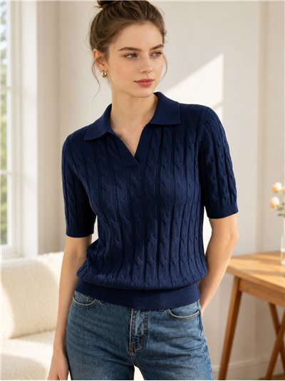 Jersey trenzado cuello polo