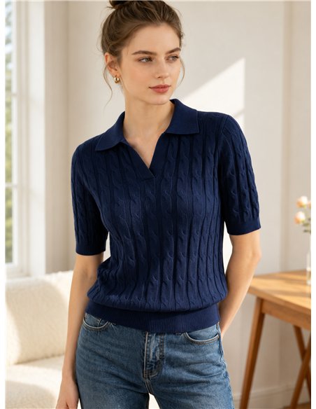 Jersey trenzado cuello polo