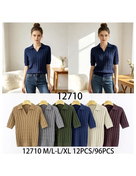 Jersey trenzado cuello polo