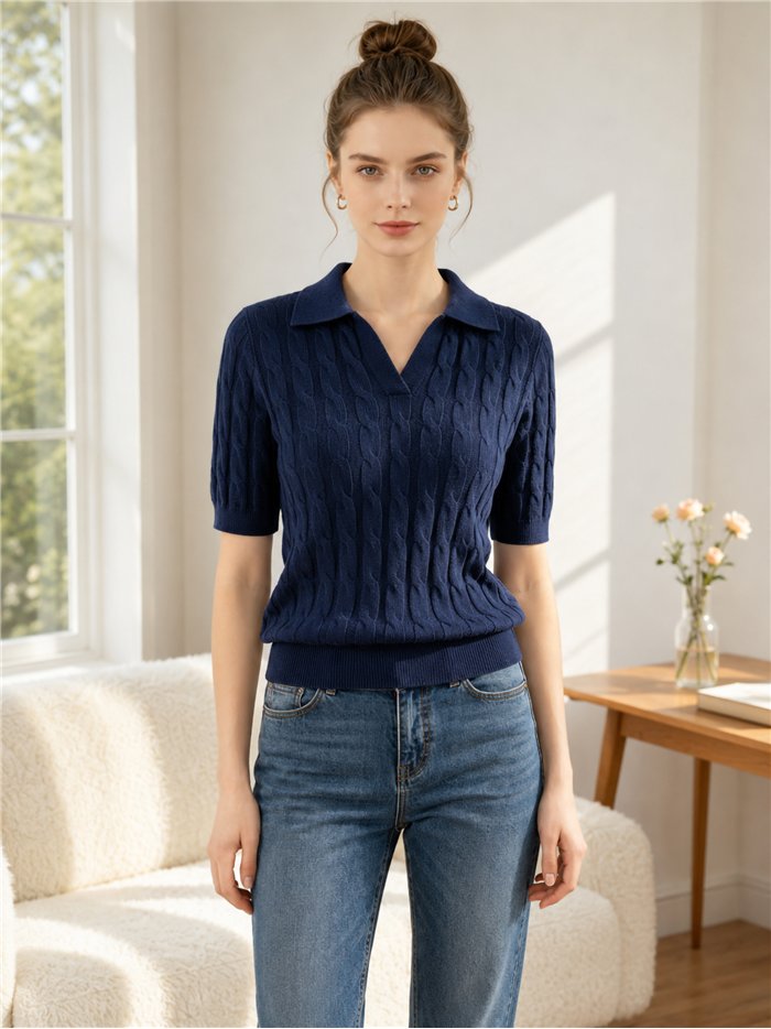Jersey trenzado cuello polo