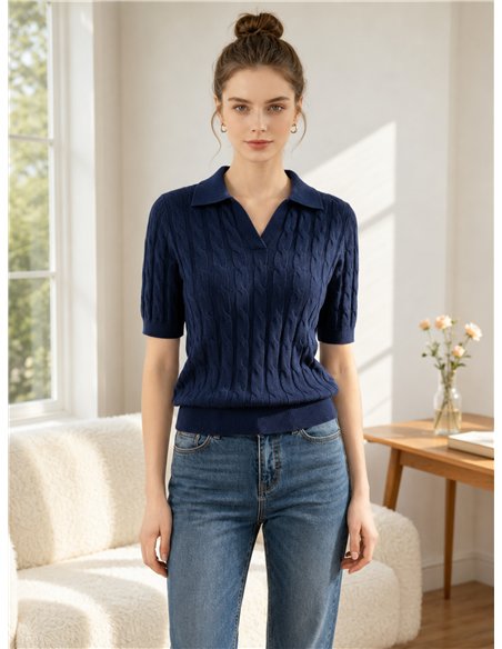 Jersey trenzado cuello polo