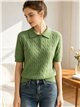 Jersey trenzado cuello polo con botones
