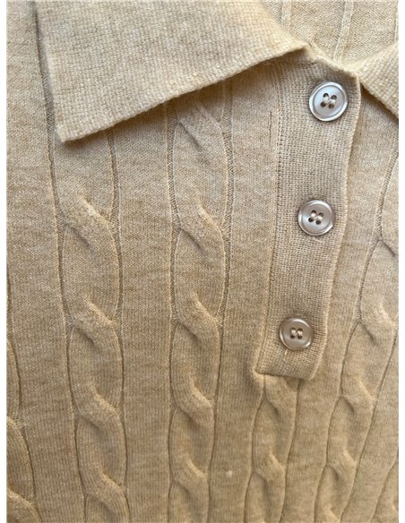Jersey trenzado cuello polo con botones