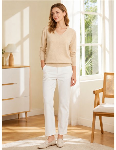 Jersey básico de punto fino cuello pico