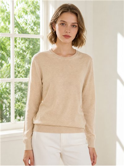 Jersey básico de punto fino cuello redondo