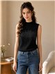 Top canalé strass cuello alto
