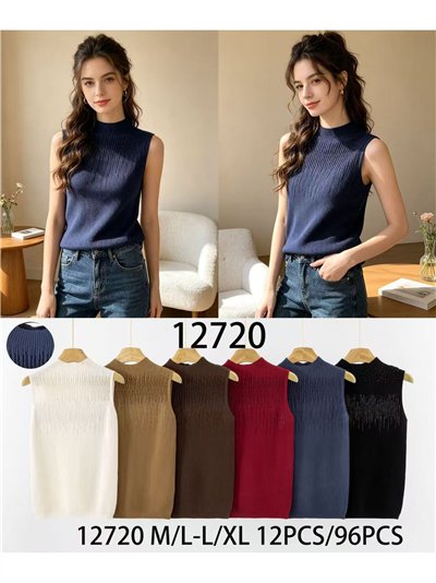 Top canalé strass cuello alto 2