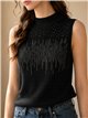 Top canalé strass cuello alto