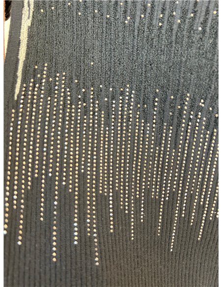 Top canalé strass cuello alto