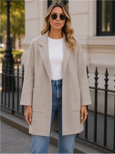 Long lapel knit coat jacket