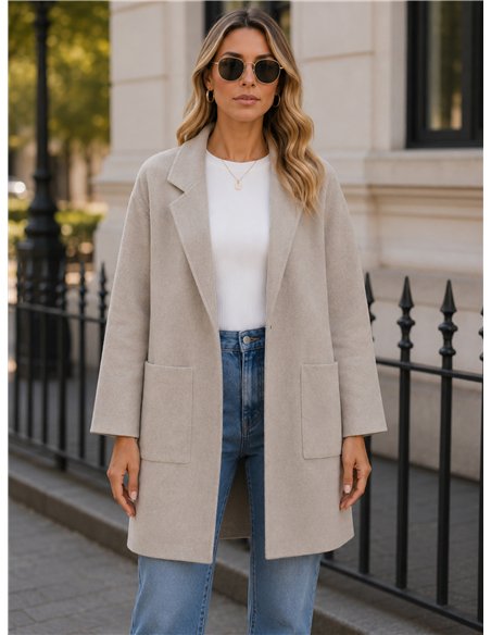 Chaqueta larga de punto con solapa