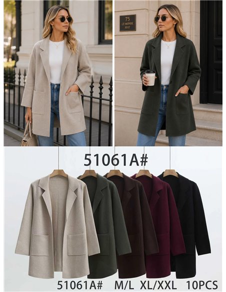 Chaqueta larga de punto con solapa
