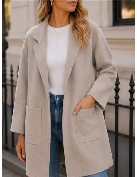 Chaqueta larga de punto con solapa