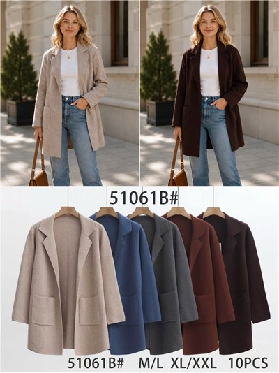 Chaqueta larga de punto con solapa 2