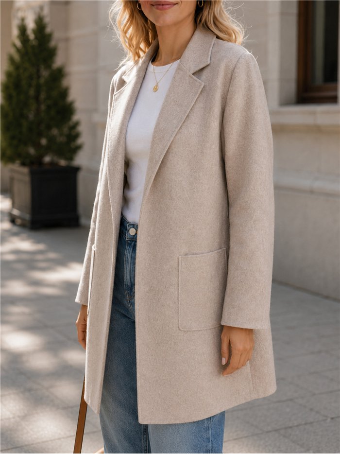 Chaqueta larga de punto con solapa