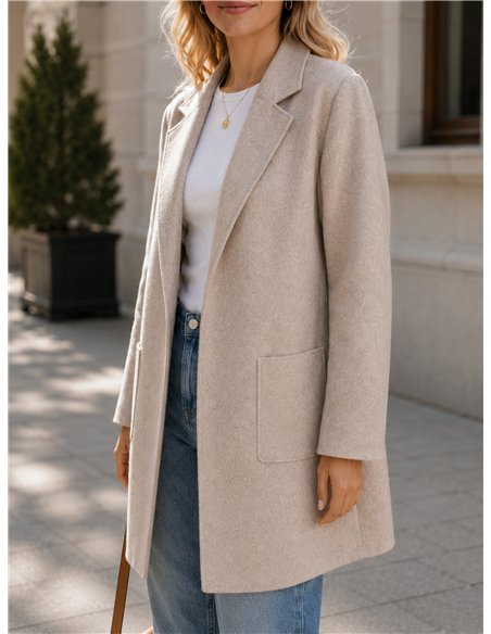 Chaqueta larga de punto con solapa