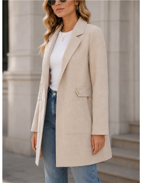 Chaqueta larga de punto con trabillas