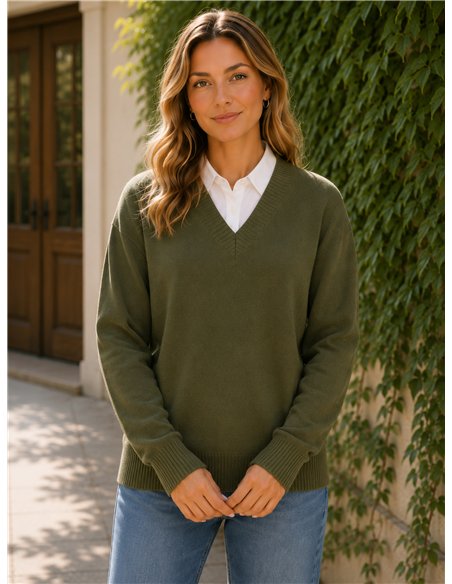 Jersey pico con cuello camisa