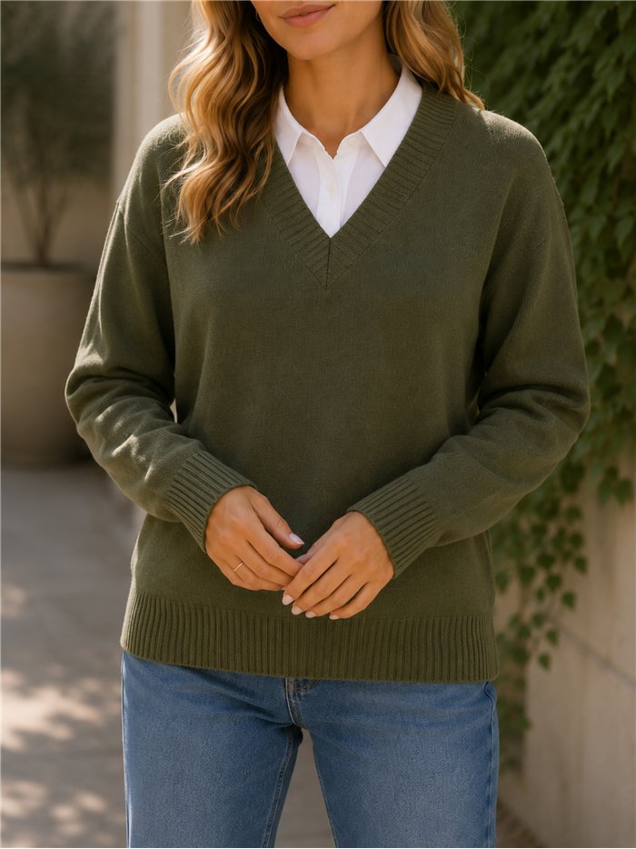 Jersey pico con cuello camisa