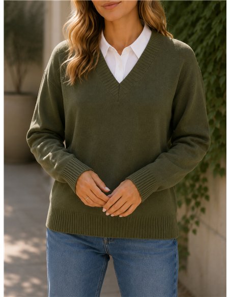 Jersey pico con cuello camisa
