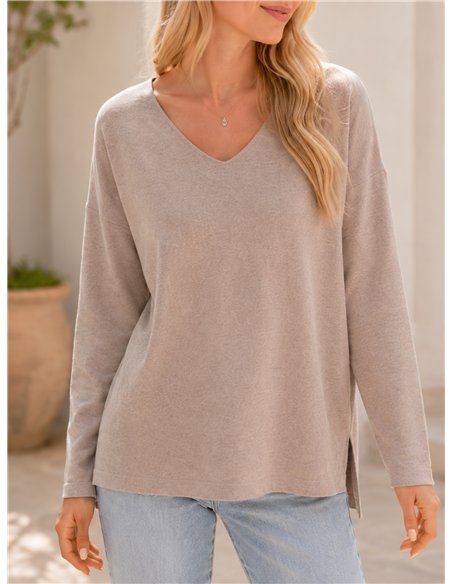 Jersey amplio de cuello pico