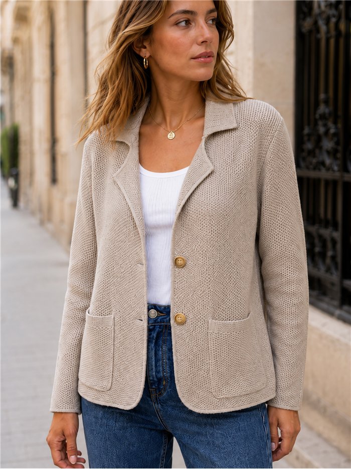 Weicher Strickblazer mit Taschen