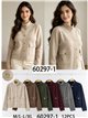 High-neck knit jacket with gold buttons