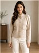 High-neck knit jacket with gold buttons