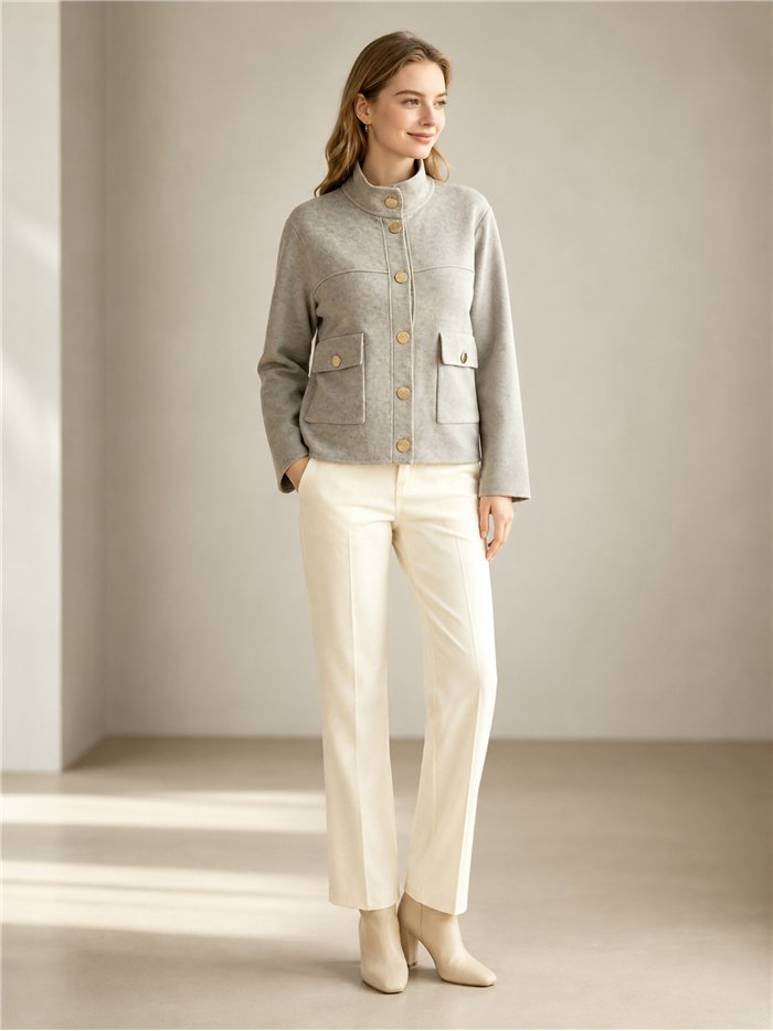 Jacke mit Stehkragen und goldenen Knöpfen