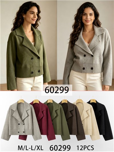 Chaqueta cruzada de punto doble botonadura 2