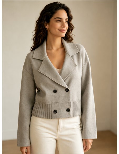 Chaqueta cruzada de punto doble botonadura