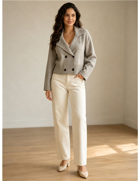 Chaqueta cruzada de punto doble botonadura