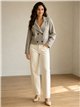 Chaqueta cruzada de punto doble botonadura