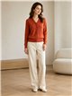 Jersey cuello pico con trenza central