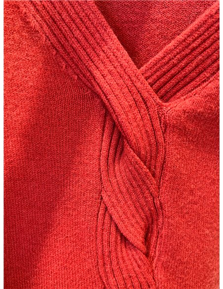 Jersey cuello pico con trenza central