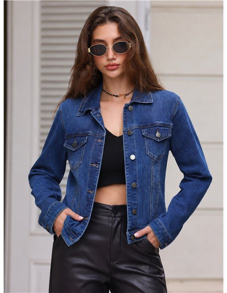 Chaqueta vaquera básica con bolsillos