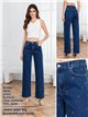 Jeans wide leg bordado lazos