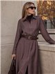 Vestido midi camisero fluido con cinturón