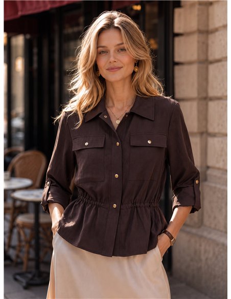 Utility shirt with adjustable waist