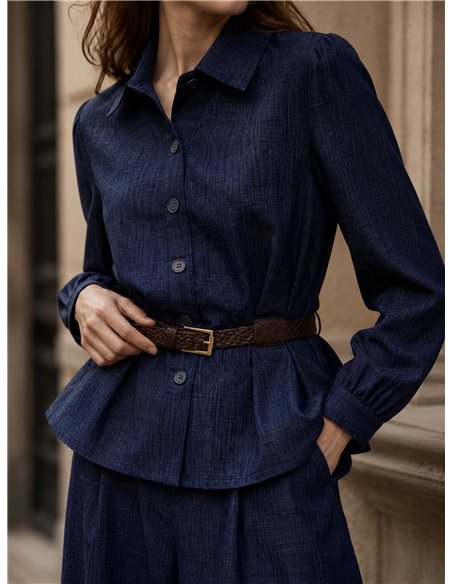 Camisa efecto denim con cinturón