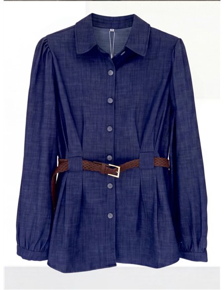 Camisa efecto denim con cinturón