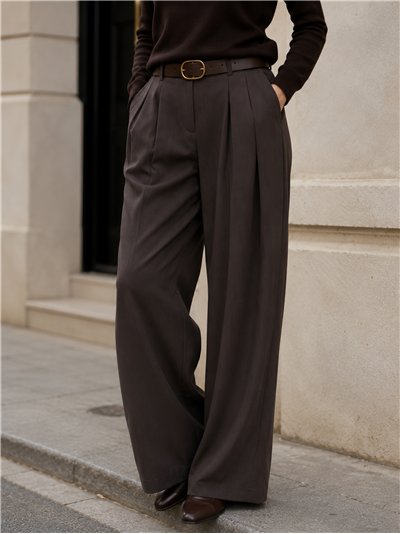 Pantalón wide leg de vestir con pinzas