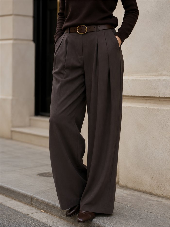 Pantalón wide leg de vestir con pinzas