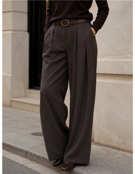 Pantalón wide leg de vestir con pinzas