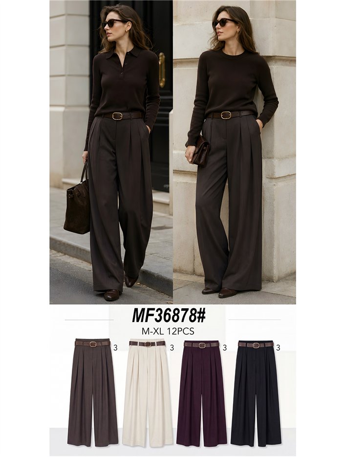 Pantalón wide leg de vestir con pinzas